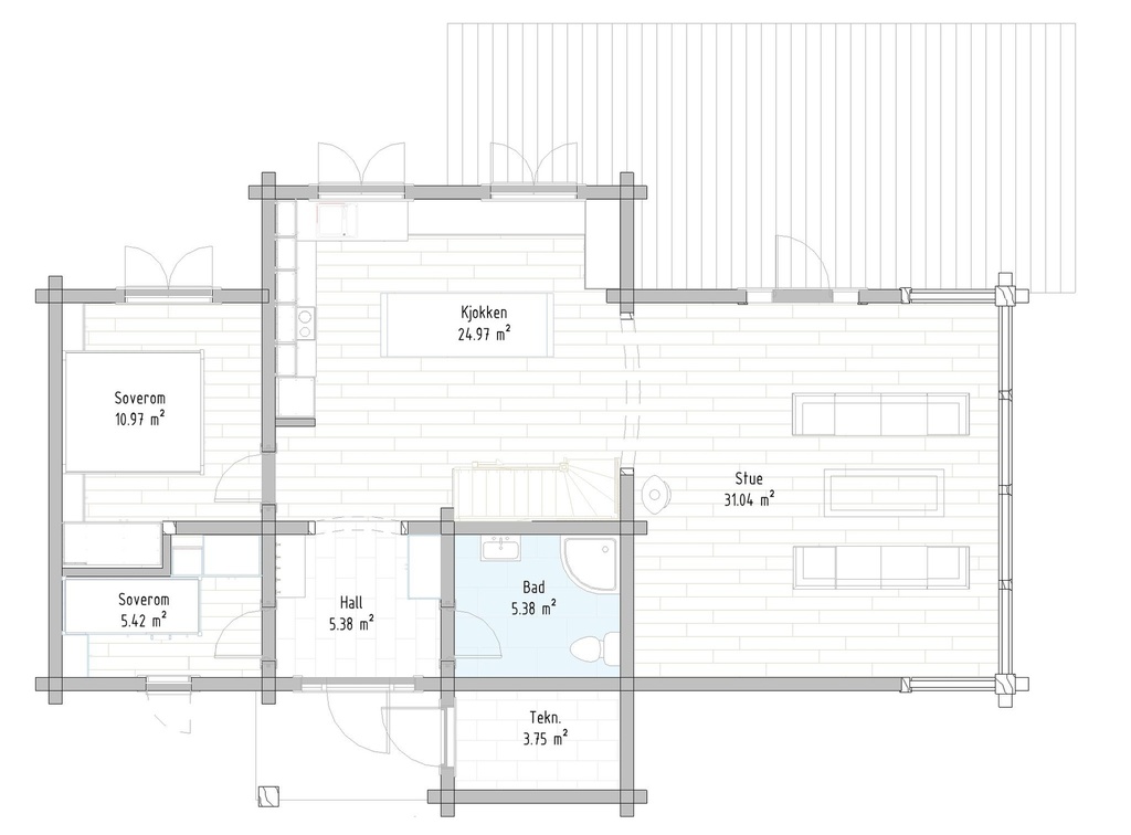 Rąstinis Namas LHM3 – 128,49 m²